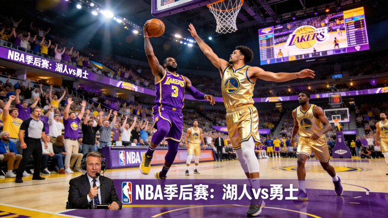 NBA季后赛湖人队与勇士队的比赛直播现场